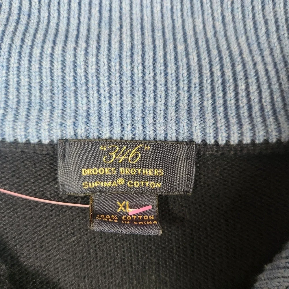 Brooks Brothers Supima Cotton Sweater 1/4 Button XL Navy Blue Long SLeeve Casual